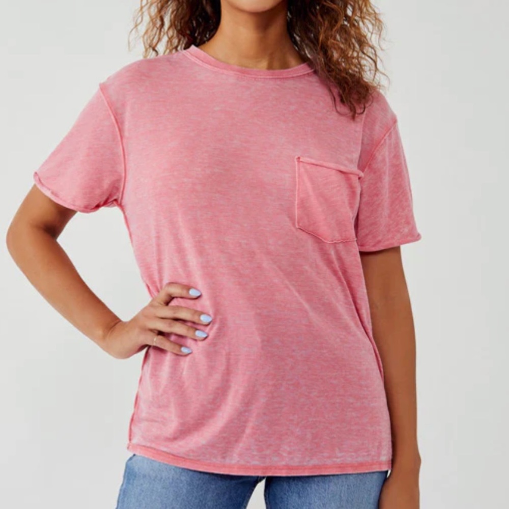 FREE PEOPLE NWT Vella Tee Crewneck Short Sleeve T-Shirt Spiced Coral
